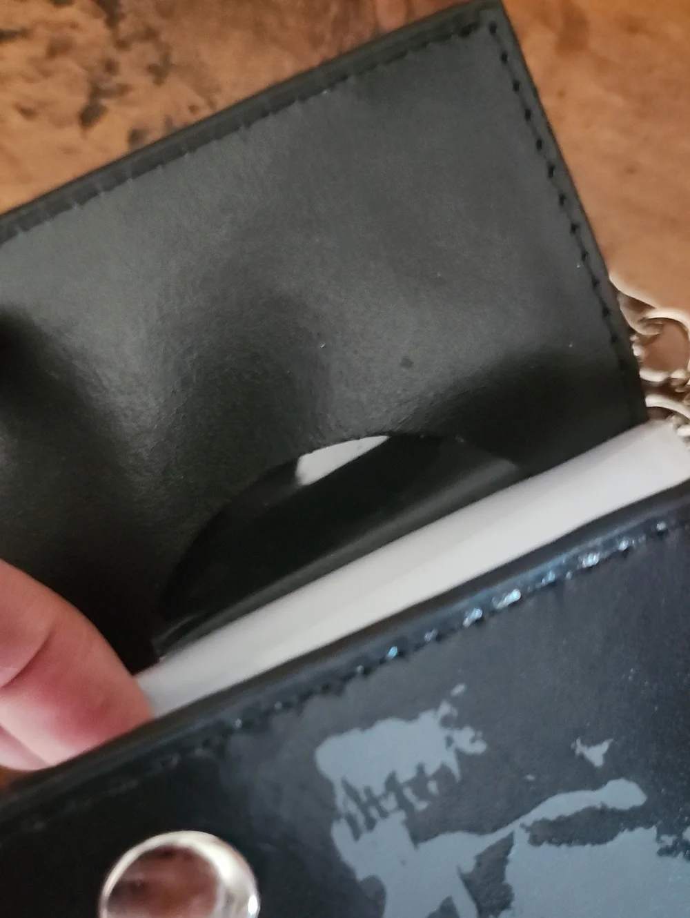 Tri-Fold Leather Black Punk Skull Chain Wallet with Key Strap